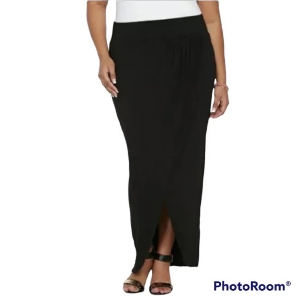 Torrid Black Tulip Maxi Pull On Skirt Stretch Waistband 2x (#124)